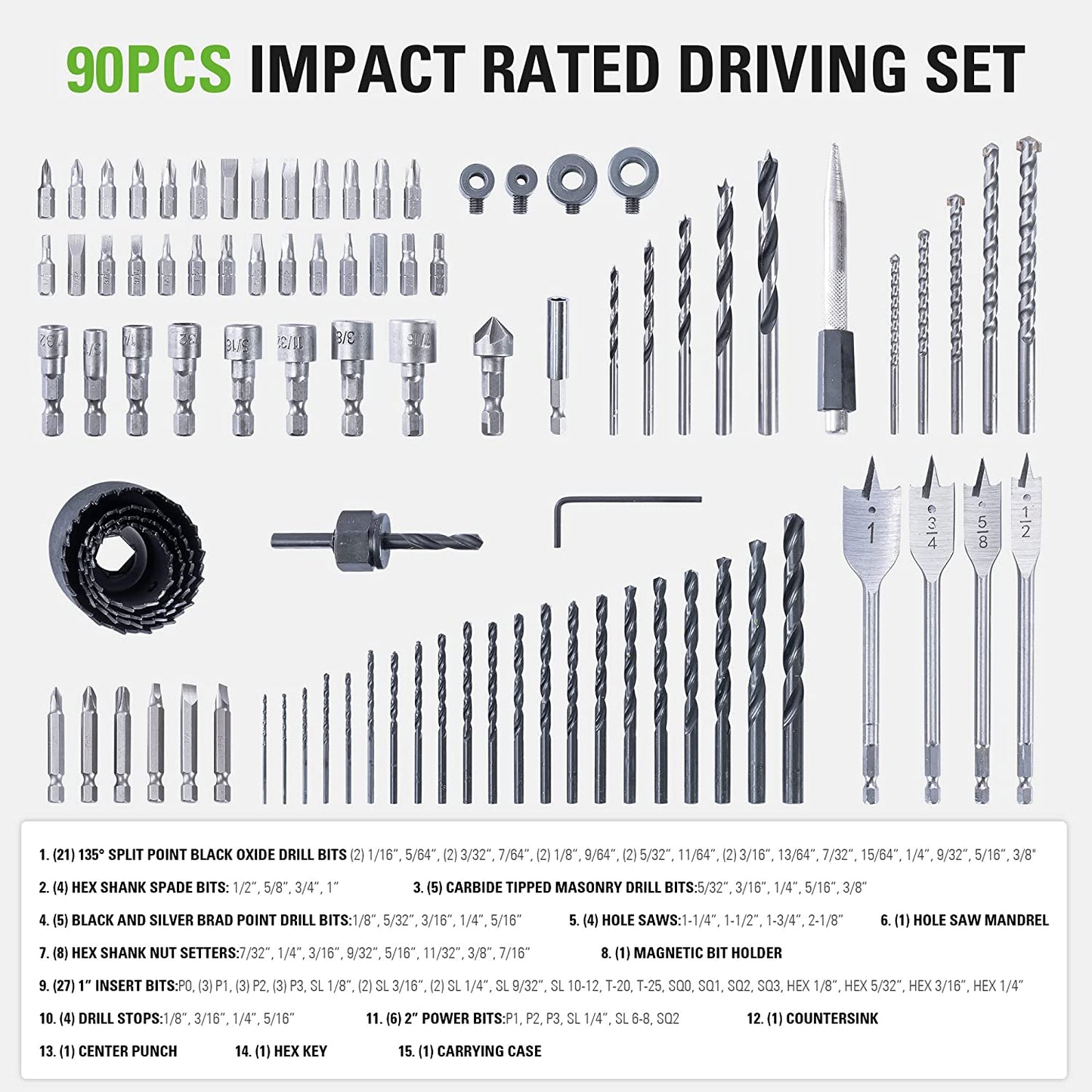 90 Piece Impact Rated Driving Set