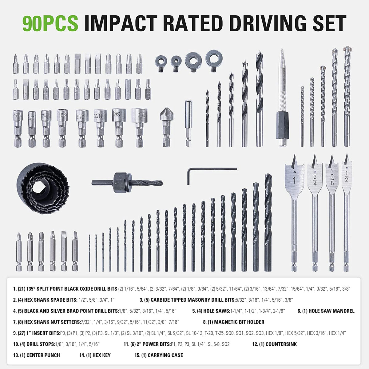 90 Piece Impact Rated Driving Set | Greenworks Tools