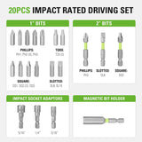 20 Piece Impact Rated Driving Set