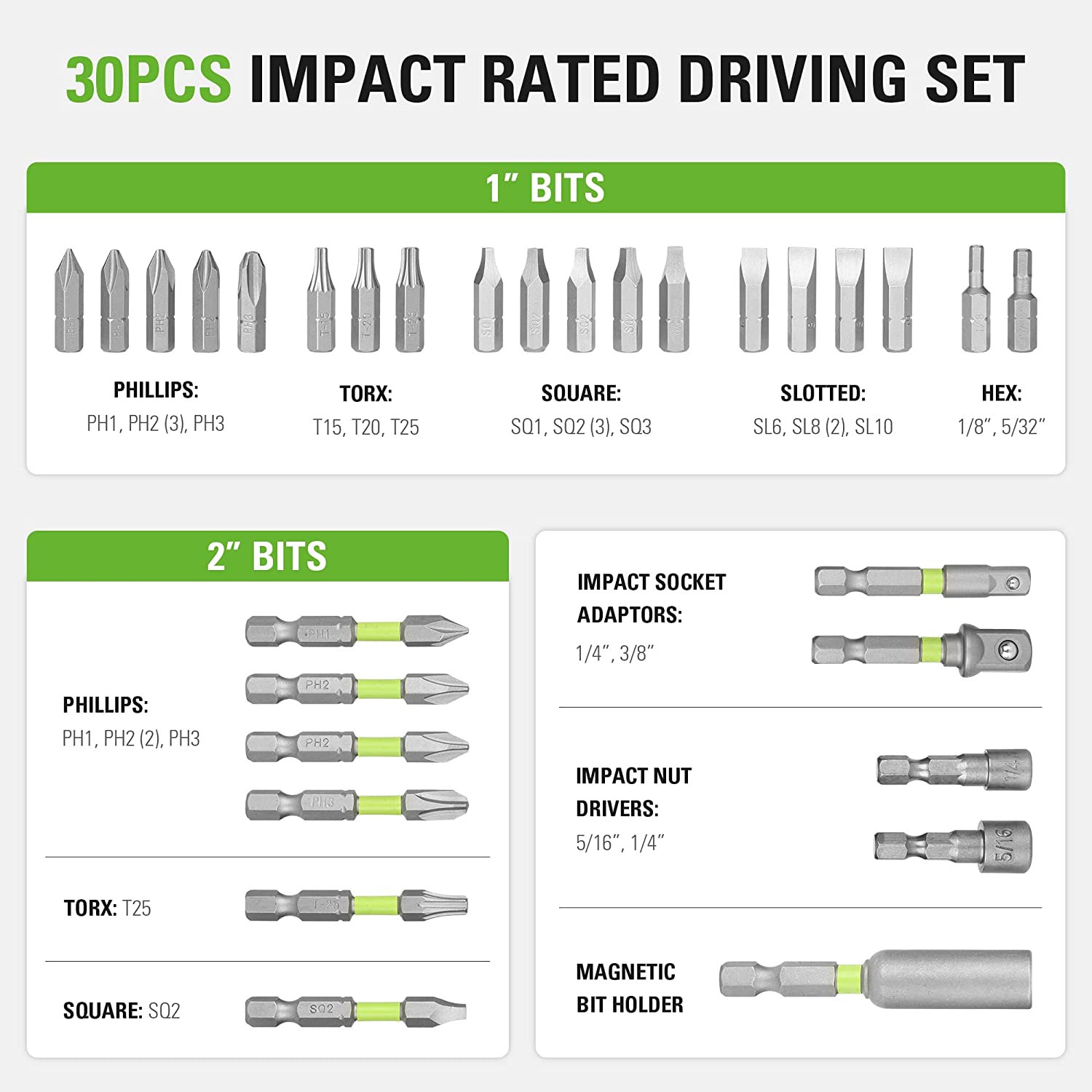 30 Piece Impact Rated Driving Set