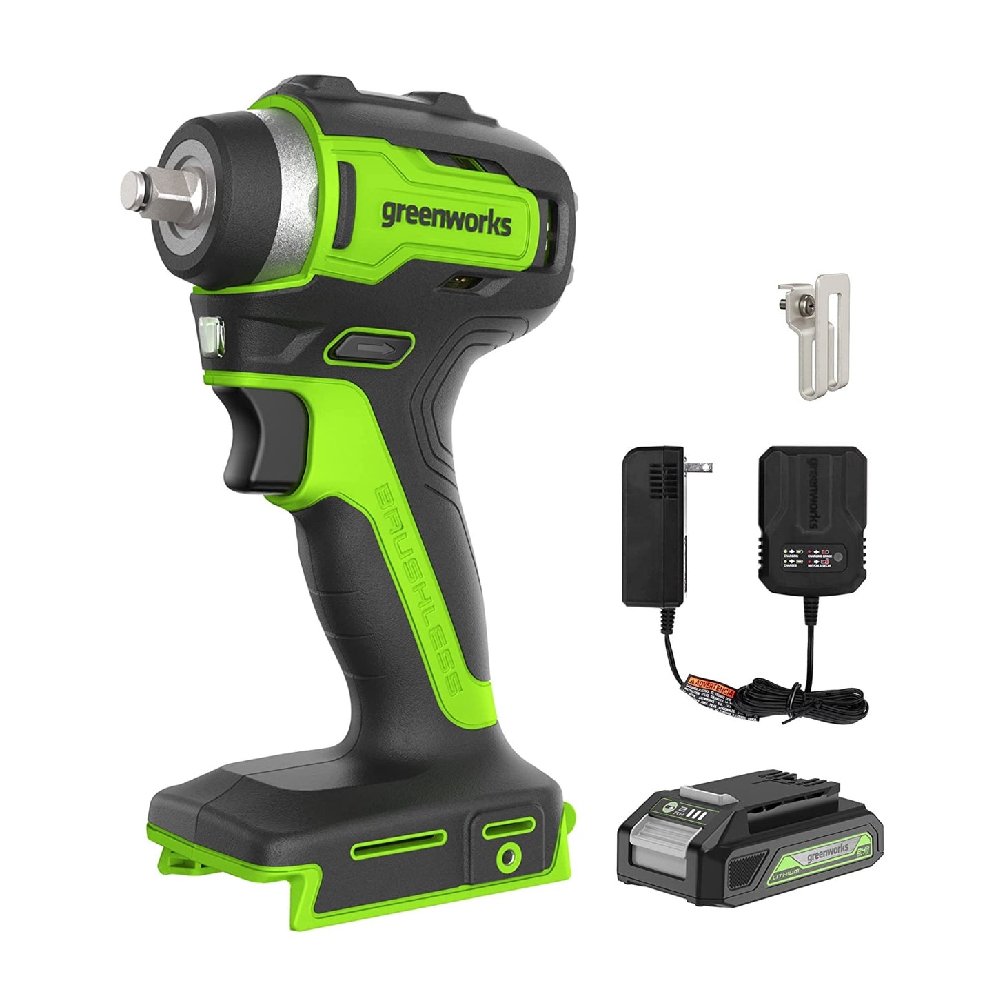 24V 3/8" Cordless Battery Impact Wrench w/ 2.0Ah Battery & Charger