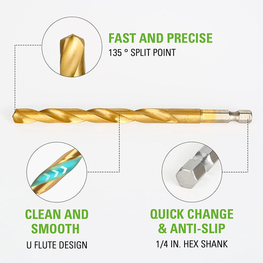 22 Piece Titanium Drilling Bit Set