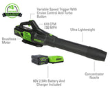 60V 20" Cordless Battery Pole Hedge Trimmer & 610 CFM Leaf Blower Combo Kit w/ 2.0Ah & 2.5Ah Battery & (2) Chargers