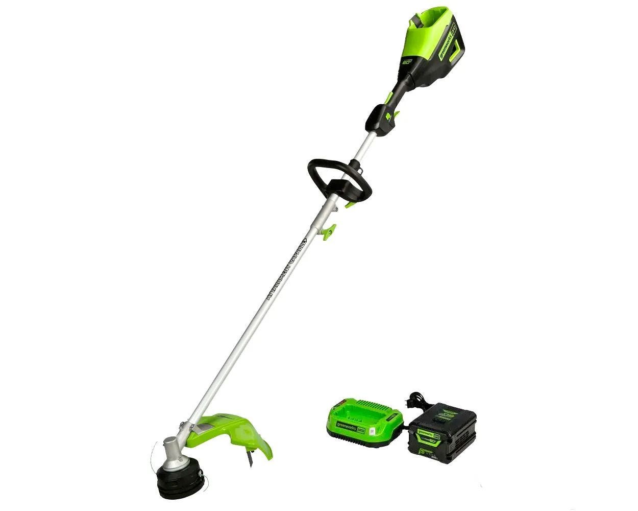 60V 16" Cordless Battery String Trimmer (Attachment Capable) & 5 Pcs Attachments Combo Kit w/ 4.0 Ah Battery & Charger