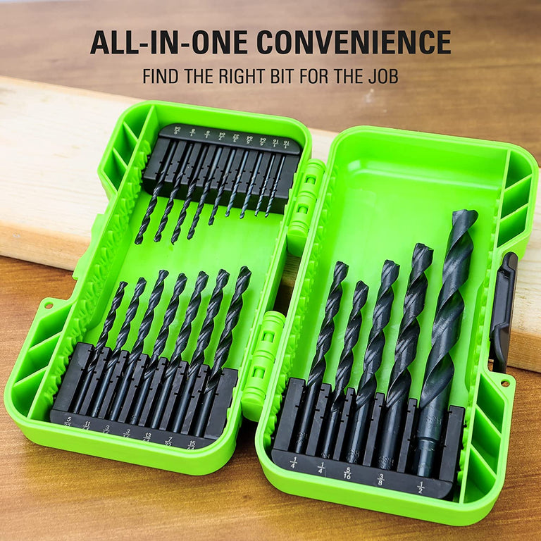 21 Piece Black Oxide Drilling Bit Set | Greenworks Tools