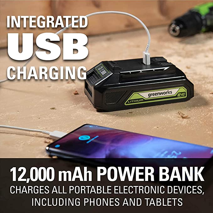24V 180 CFM Shop Blower w/ 2.0Ah USB Battery & Charger