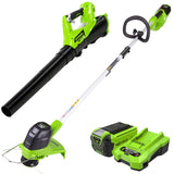 40V 12" Cordless String Trimmer and Leaf Blower Combo Kit w/ 2.0Ah Battery & Charger