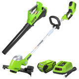 40V 13" Cordless Battery String Trimmer & 390 CFM Leaf Blower Combo w/ 4.0Ah Battery & Charger