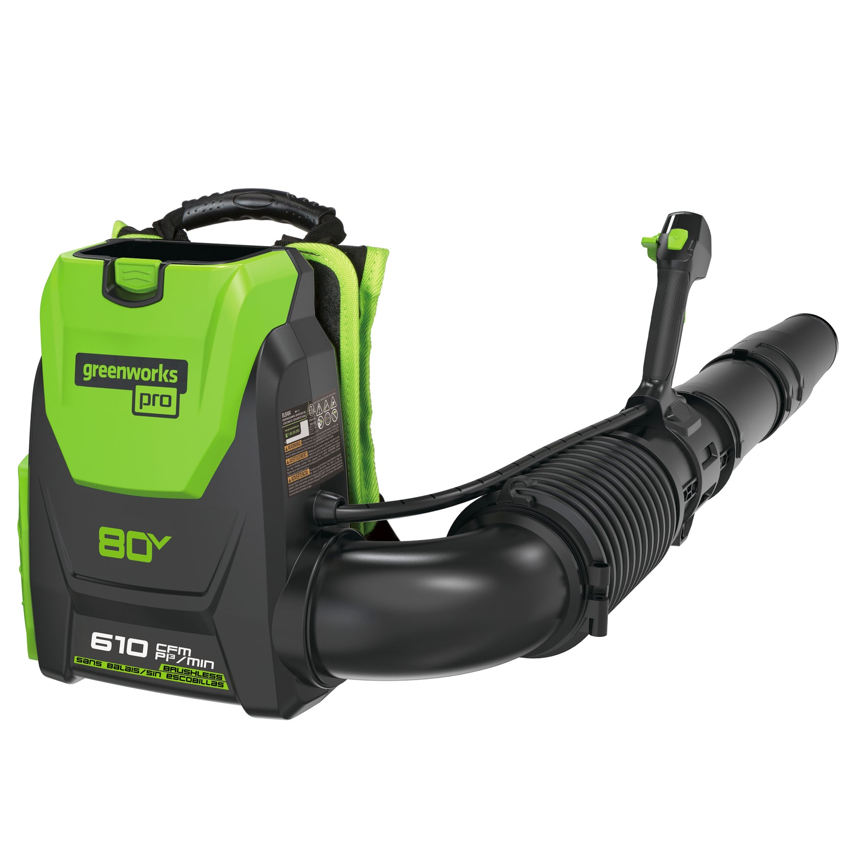 80V Cordless Backpack Blower 610 CFM Greenworks Tools