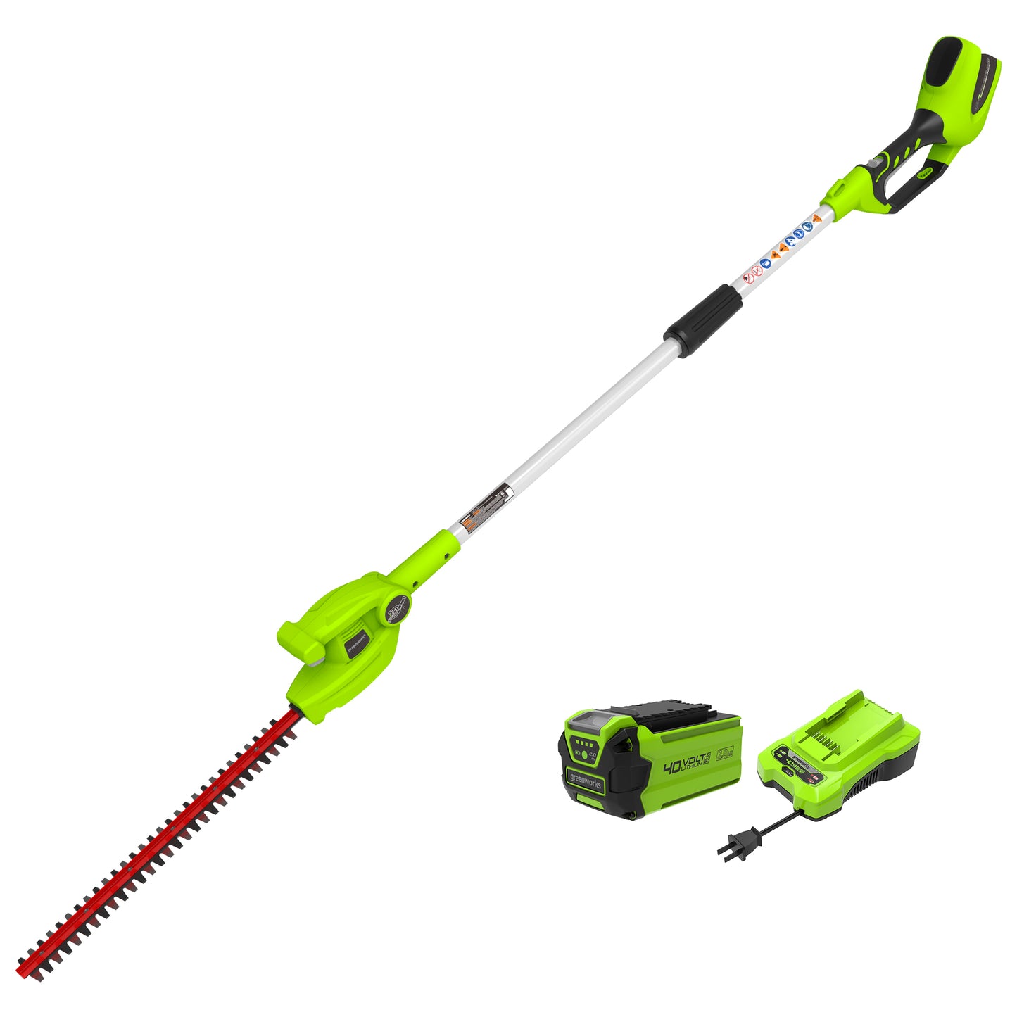 40V 20" Cordless Battery Pole Hedge Trimmer w/ 2.0 Ah Battery & Charger