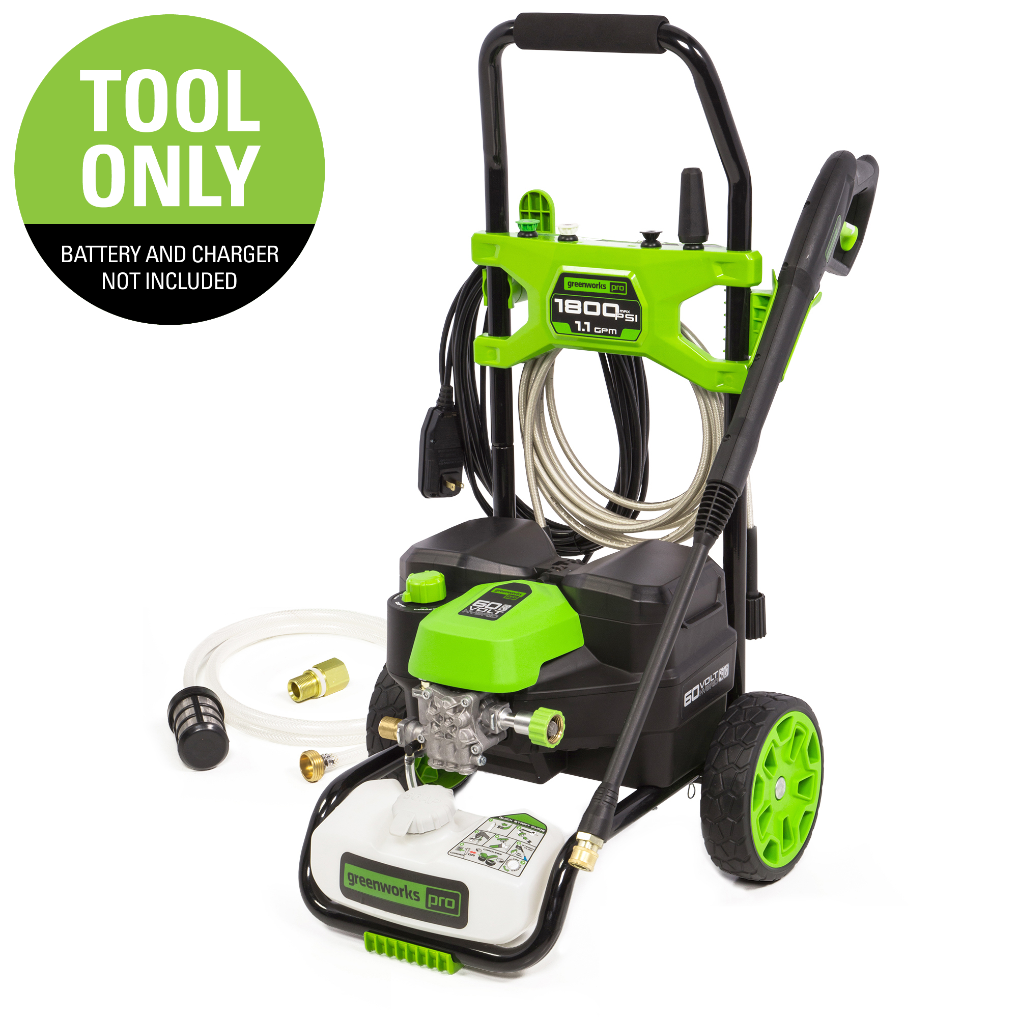 60V Hybrid 1800 PSI 1.1 GPM Electric Pressure Washer Greenworks
