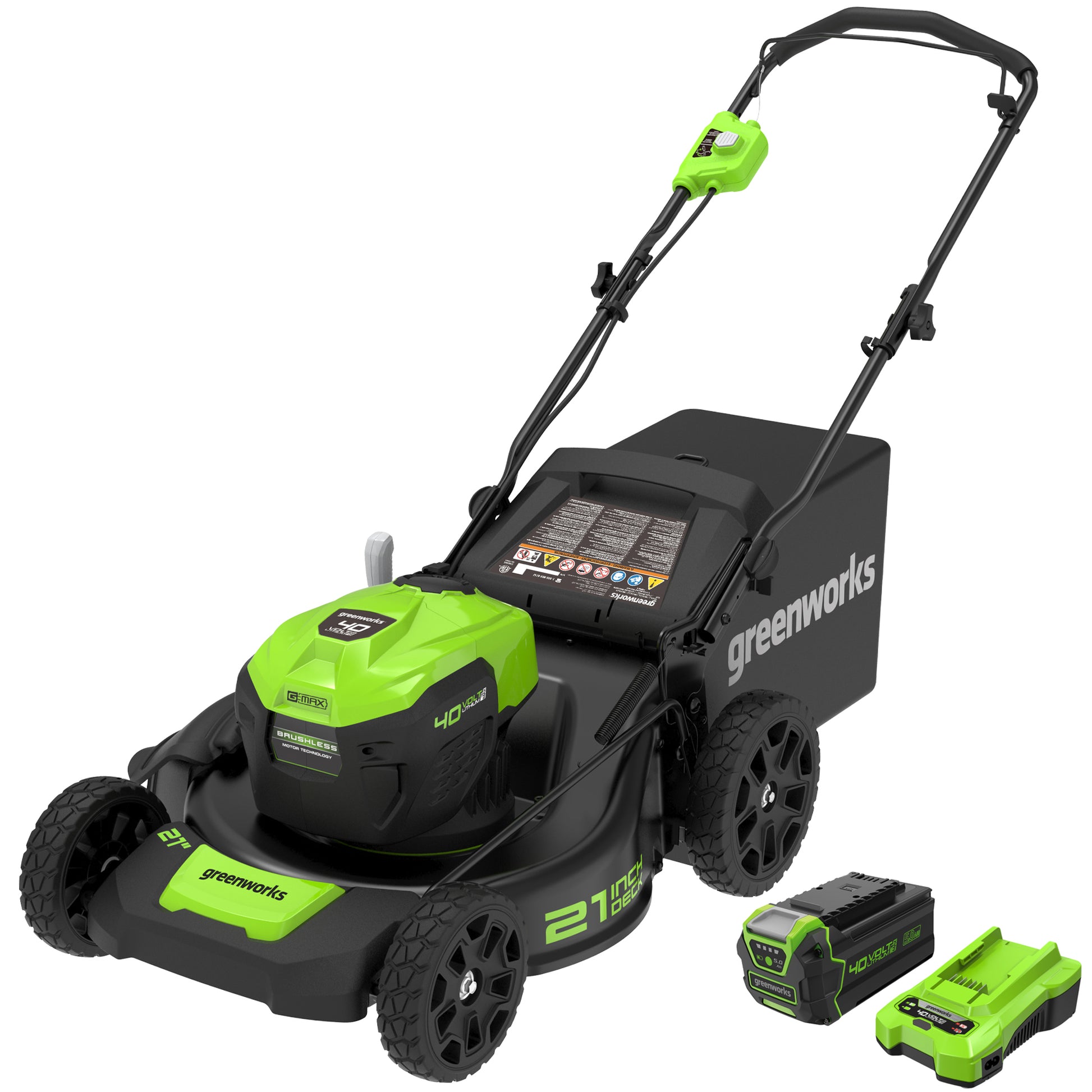 Greenworks 80V 21 Brushless Cordless (Push) Lawn Mower (75+ Compatible Tools), 5.0Ah Battery and Charger Included