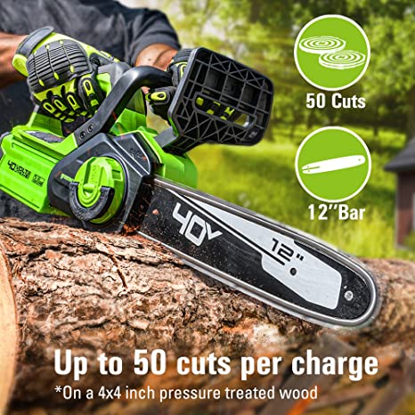 40V 12" Gen2 Cordless Battery Chainsaw: 2.0 Ah Battery and Charger