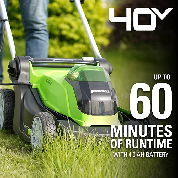 40V 17" Cordless Push Lawn Mower & 390 CFM Blower Combo Kit w/ 4.0Ah USB Battery and Charger