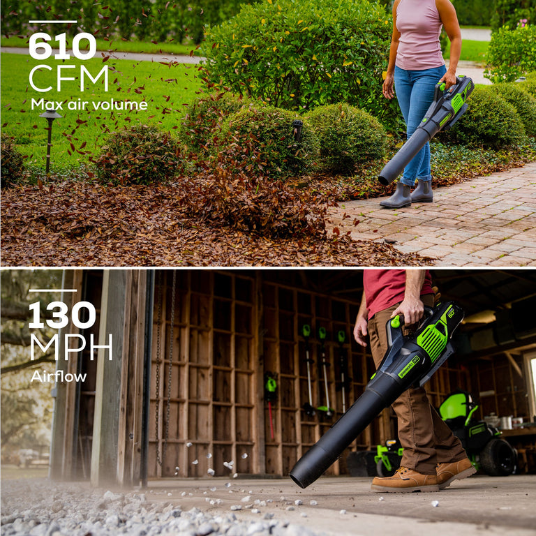 60V 610 Cfm Cordless Battery Leaf Blower & Gutter Cleaning Kit Combo ...