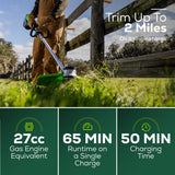 60V 16" Cordless Battery String Trimmer & 0.095 String Trimmer Line Combo Kit w/ 2.5Ah Battery & Charger