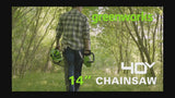 40V 14" Cordless Battery 1.5kW Brushless Chainsaw w/ 2.5Ah USB Battery & Charger