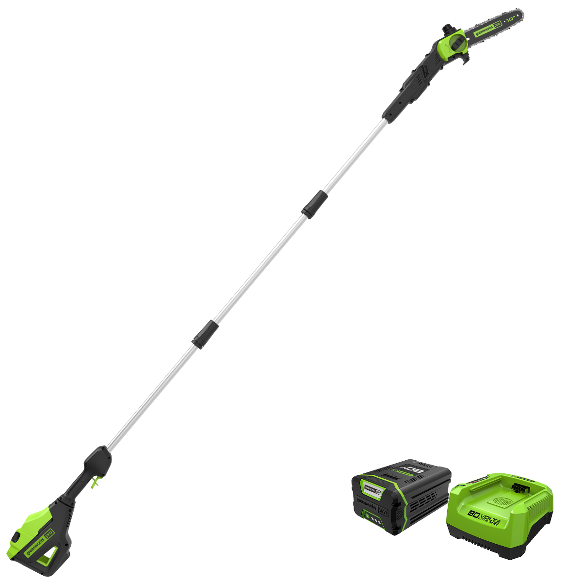 80V 10" Cordless Battery Pole Saw w/ 2.0 Ah Battery & Rapid Charger