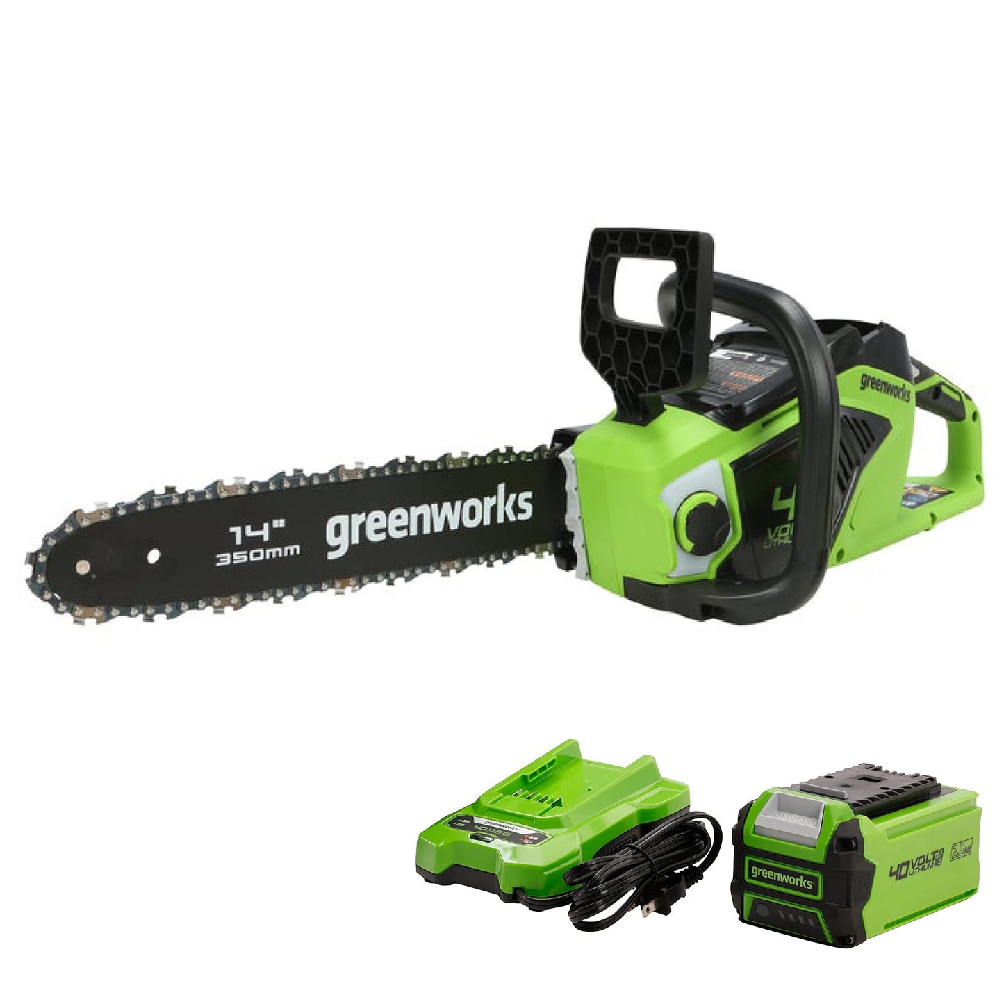 40V 14" Cordless Battery Brushless Chainsaw w/ 2.5Ah USB Battery & Charger
