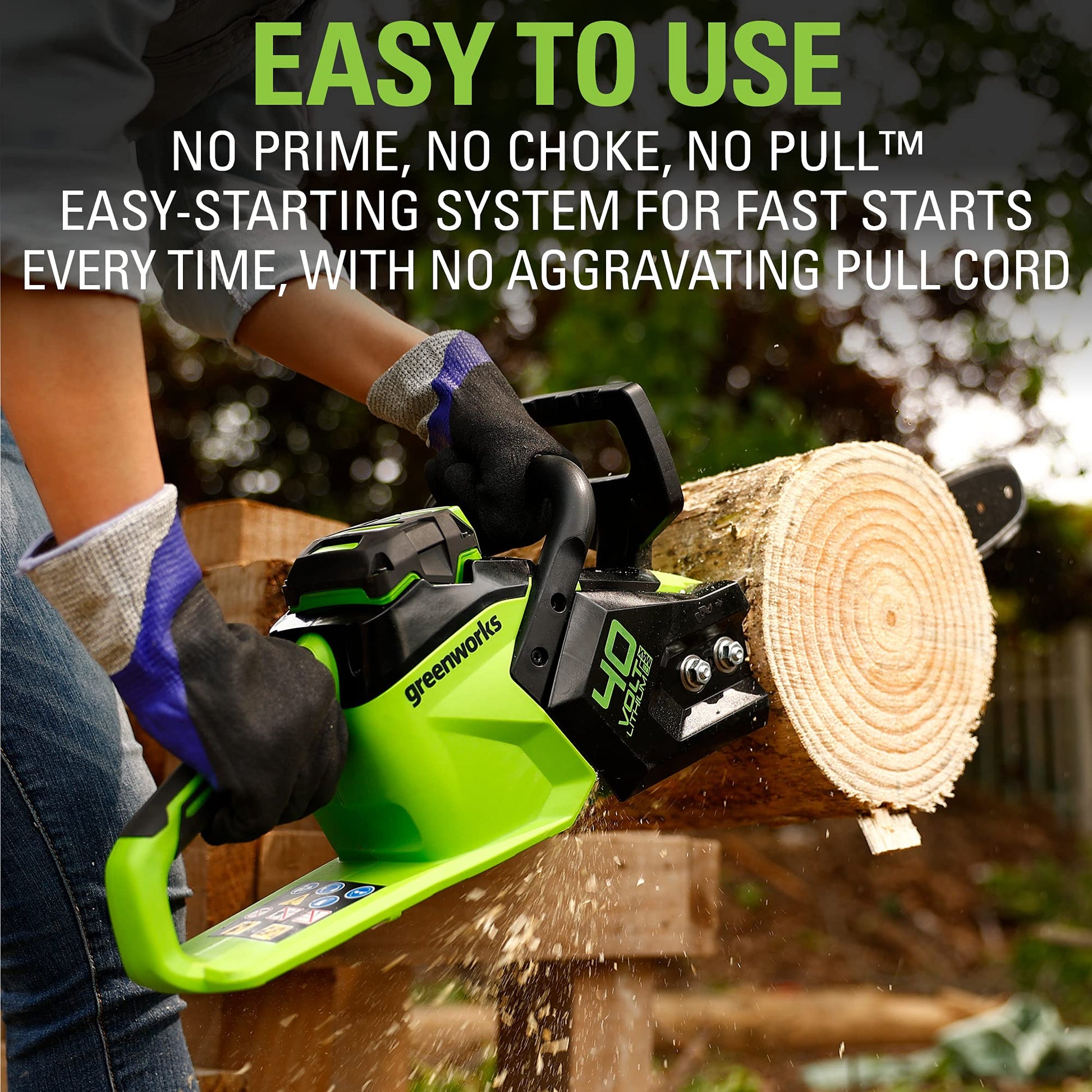 Greenworks 40V 14 in. Cordless Brushless Chainsaw with 2.5 Ah Battery and Charger, 2012802