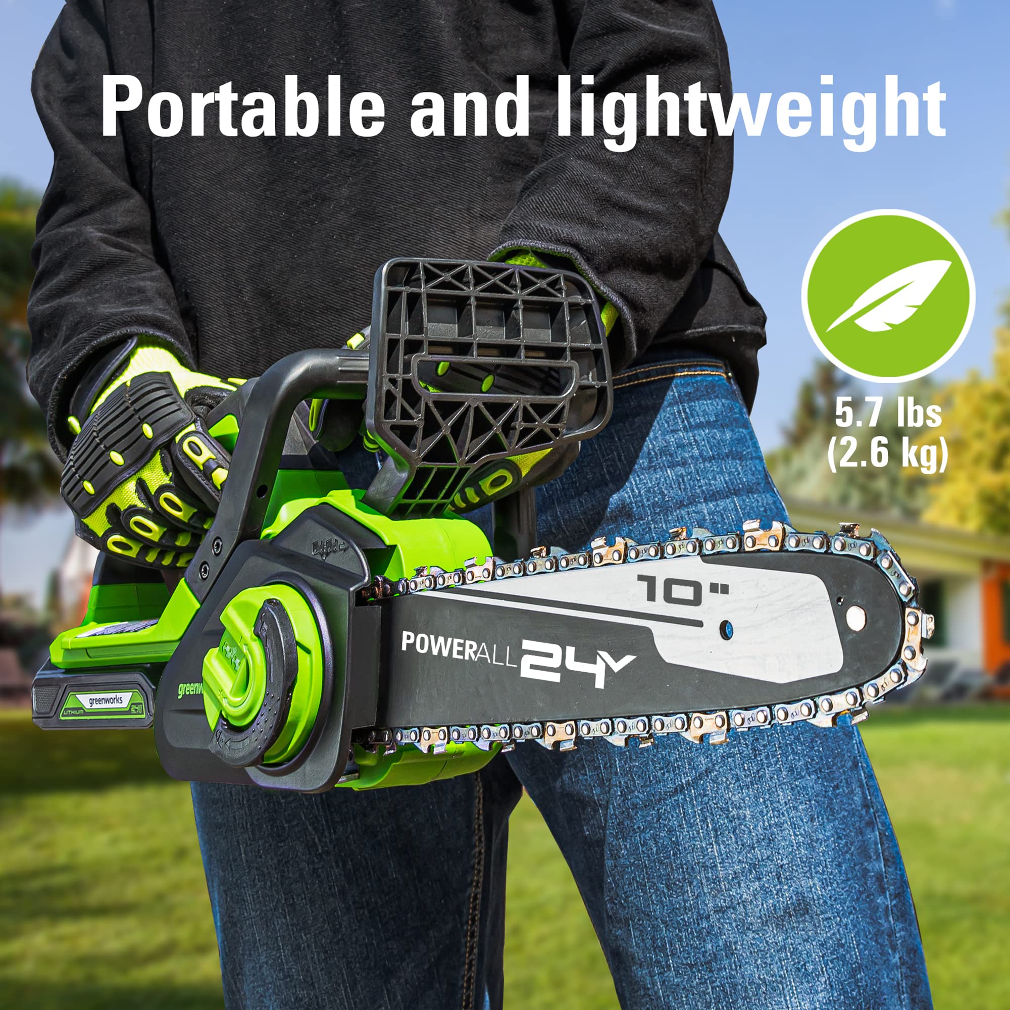 24V 10" Cordless Battery Chainsaw w/ 2.0Ah USB Battery & Charger